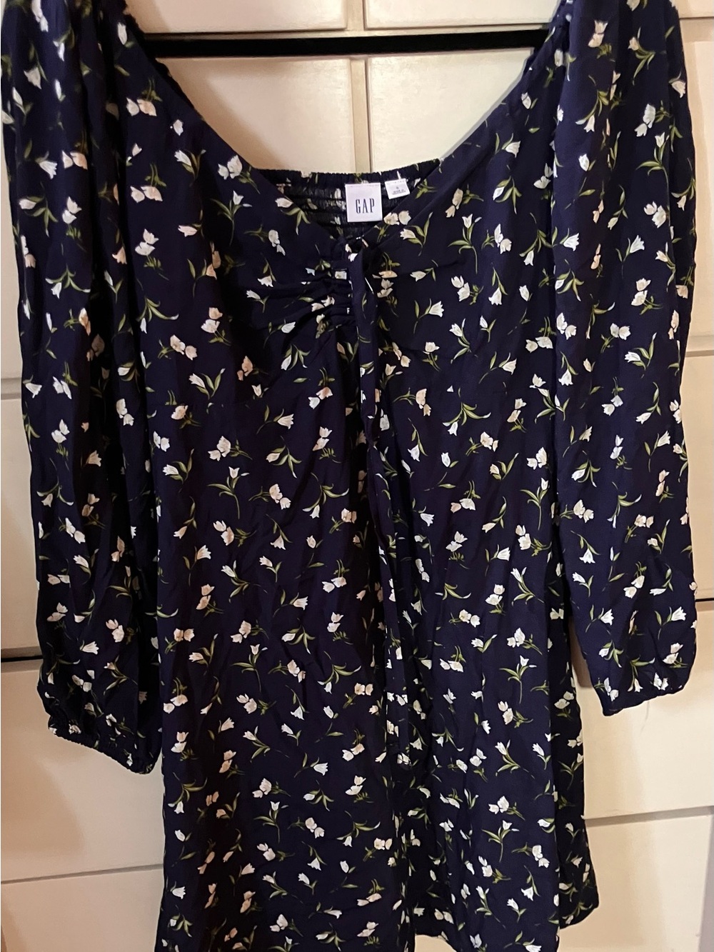 GAP Navy Floral Tie-Front Tunic